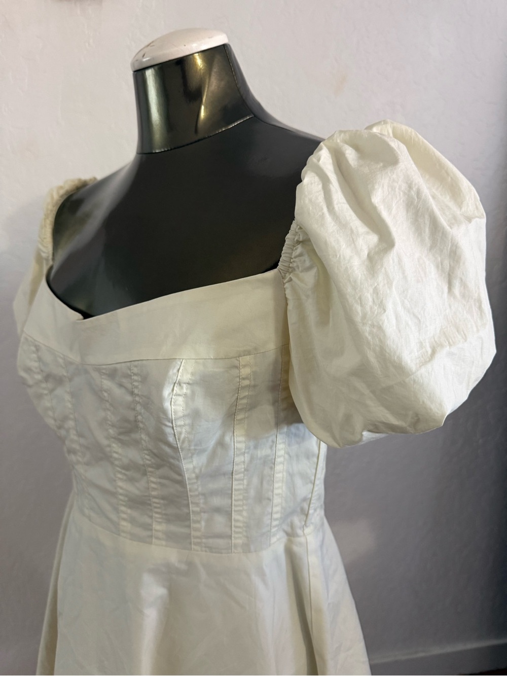 Bardot White Puff Sleeve Mini Dress